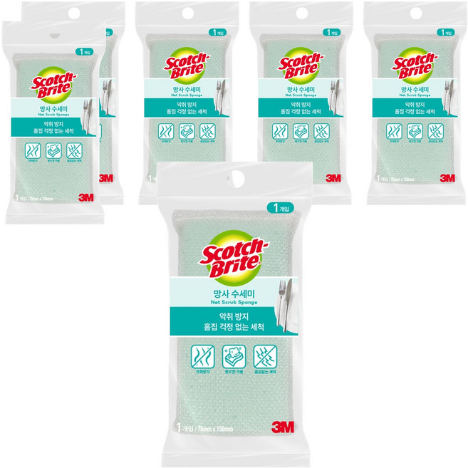 스카치브라이트 망사 수세미, 1개, 6개
