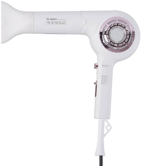 예스뷰티 BLAC 항공모터 드라이기 1700W, YB-W1700BLAC, 화이트