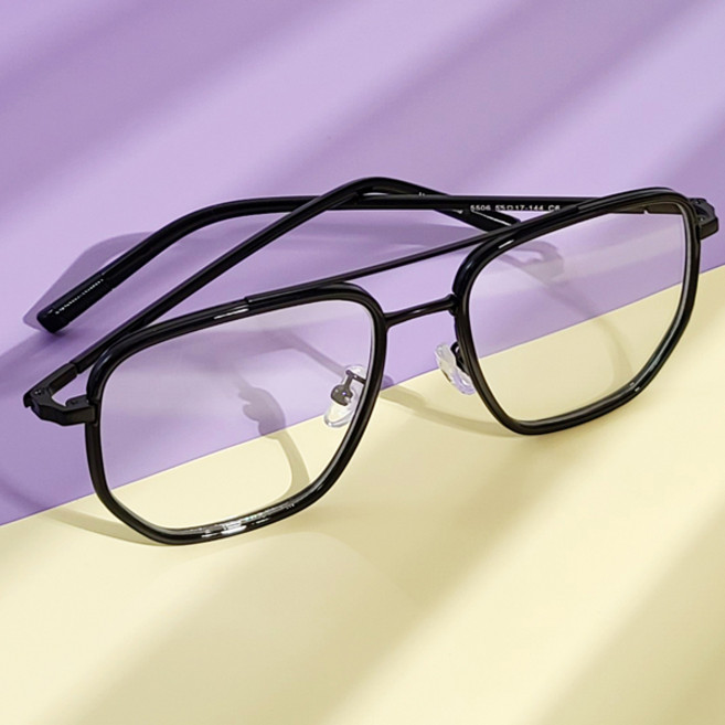 베이마 투브릿지 레트로 사각 뿔테 대두 빅사이즈 안경테 남자 여자 롱팁 솔텍스 E506 올블랙+케이스