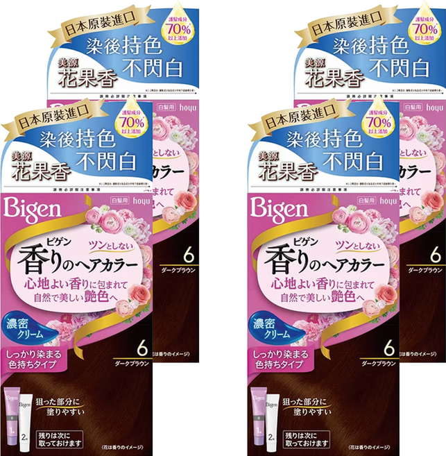 Bigen 美源 花果香快速染髮霜, 6暗棕色, 4盒