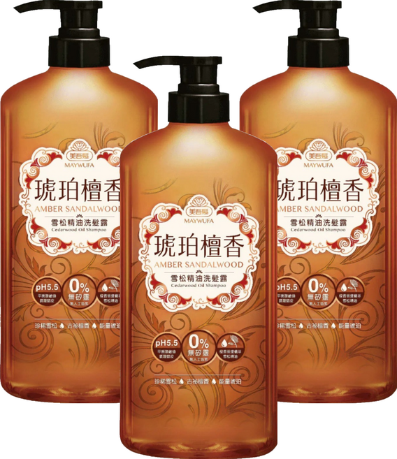 美吾髮 琥珀檀香雪松精油洗髮露, 700ml, 3瓶