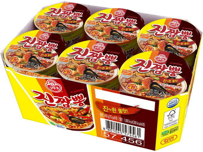 오뚜기 진짬뽕 컵 75g, 6개