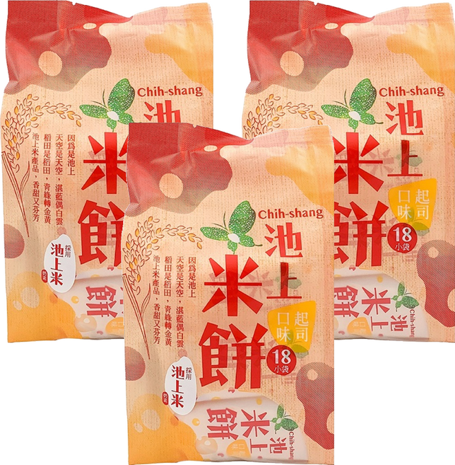 池上鄉農會 池上米餅 起司口味, 105g, 3袋