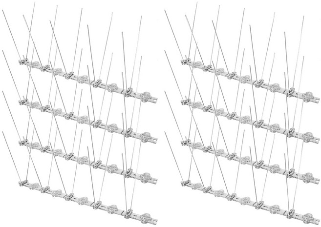 한일전기 비둘기 퇴치 버드 스파이크 25cm + V자 스테인리스 스틸 5p + 아크릴 양면테이프 25cm 세트, 8세트