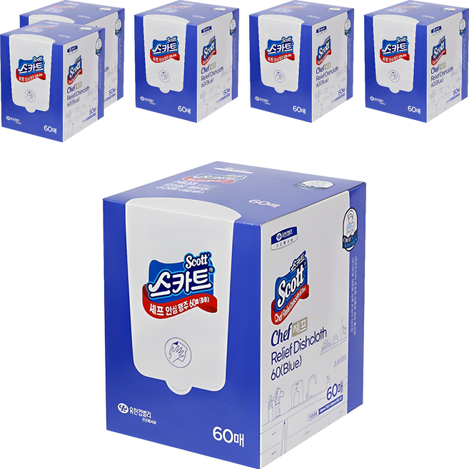 스카트 셰프 안심 행주 블루, 60개입, 6개