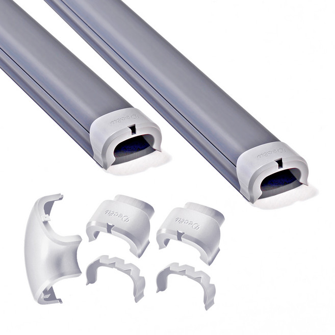 디클루 케이블데코 플러스 전선몰딩 세트 더블사이즈 2m, 진회색 + 연회색캡, 1개