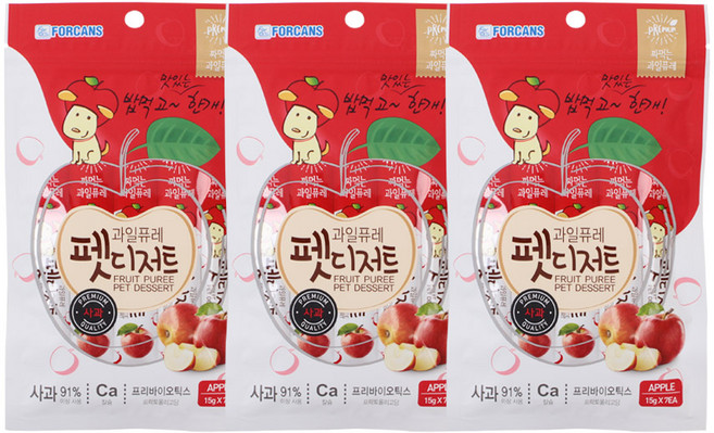 포켄스 강아지 과일퓨레 펫디저트, 사과, 105g, 3개