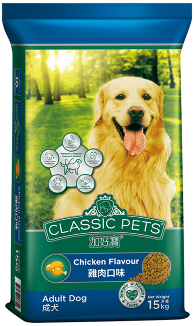 CLASSIC PETS 加好寶 成犬 乾狗糧 中大型犬專用, 雞肉口味, 15kg, 1袋