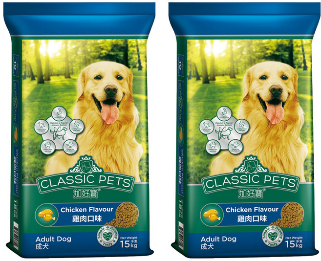 CLASSIC PETS 加好寶 成犬 乾狗糧 中大型犬專用, 15kg, 2袋, 雞肉口味