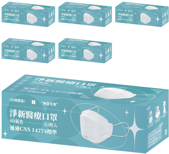 淨新科技 成人口罩 4D細耳, 紅色, 25片, 6盒
