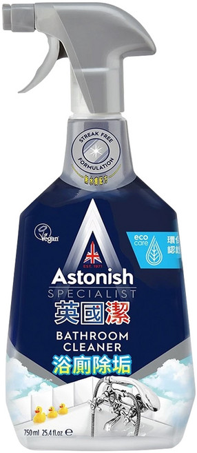 Astonish 抑菌除污浴廁清潔劑 迅速打擊浴廁汙垢 去除水垢、皂垢和頑強汙垢, 750ml, 1瓶