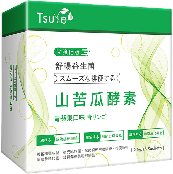 Tsuie 日濢 舒暢益生菌山苦瓜酵素 強化版 花蓮4號山苦瓜, 15包, 2.5g, 1盒