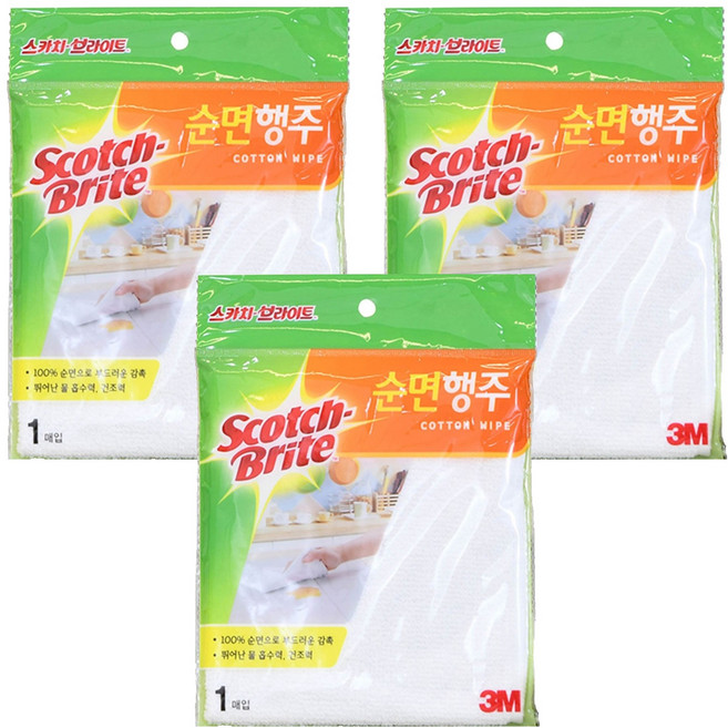 스카치브라이트 쓰리엠 순면행주 플러스, 3개