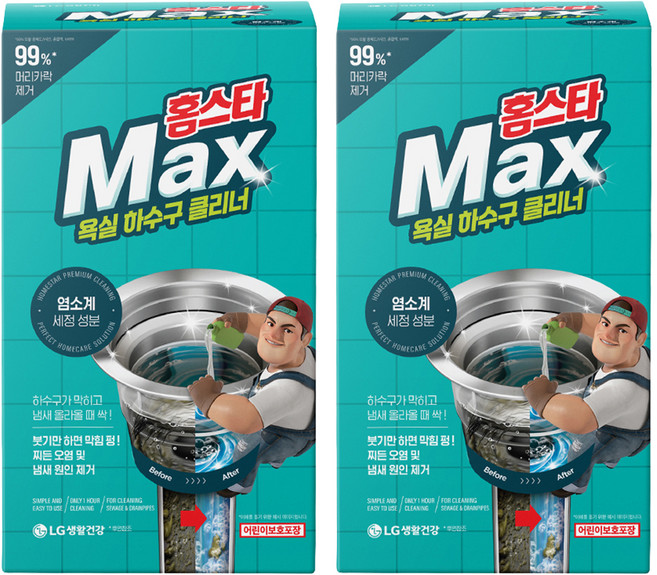 홈스타 맥스 욕실 하수구 클리너, 450ml, 12g, 2개