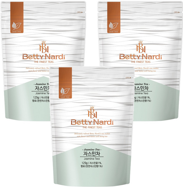 베티나르디 자스민차 리필 지퍼백, 125g, 1개입, 3개