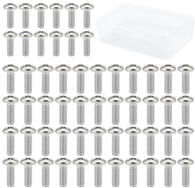 OON 탄소강 둥근머리 볼트 56p + 투명케이스 세트, 1세트, M4, 60mm