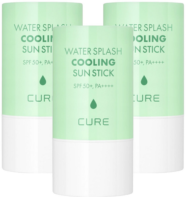 김정문알로에 큐어 워터 스플래쉬 쿨링 선스틱 SPF50+ PA++++, 23g, 3개