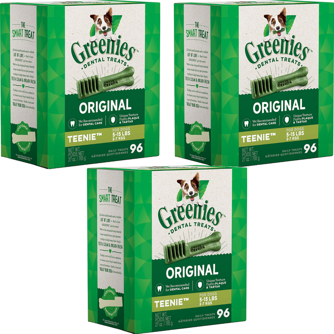 Greenies 健綠 潔牙骨 2~7kg 迷你犬專用 96支, 原味, 27oz, 3盒