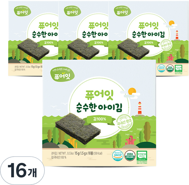 퓨어잇 순수한 아이김 김, 15g, 16개, 김100%