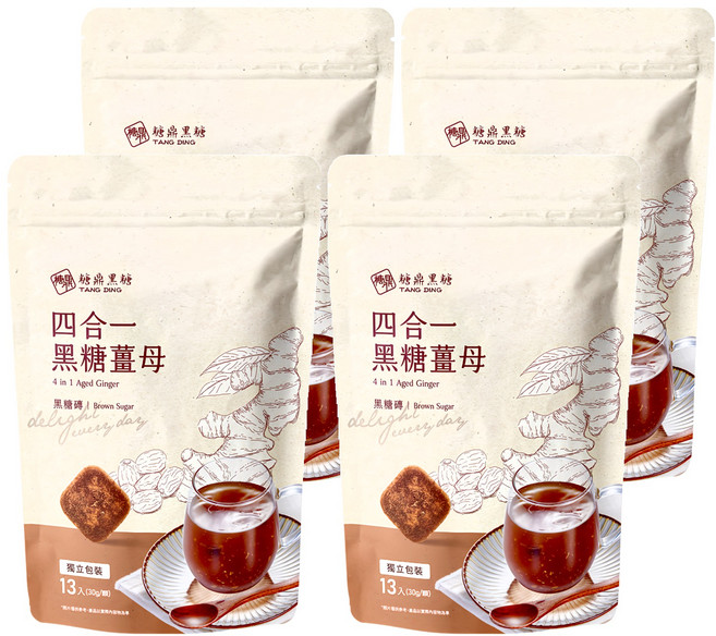 糖鼎 四合一黑糖薑母茶, 30g, 13包, 4袋