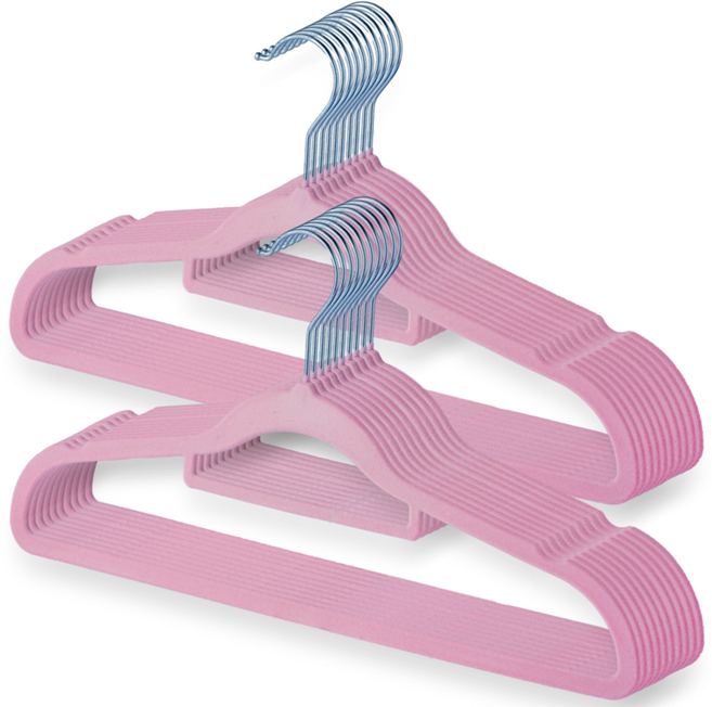 제이밀 논슬립 벨벳 옷걸이, 핑크, 20개