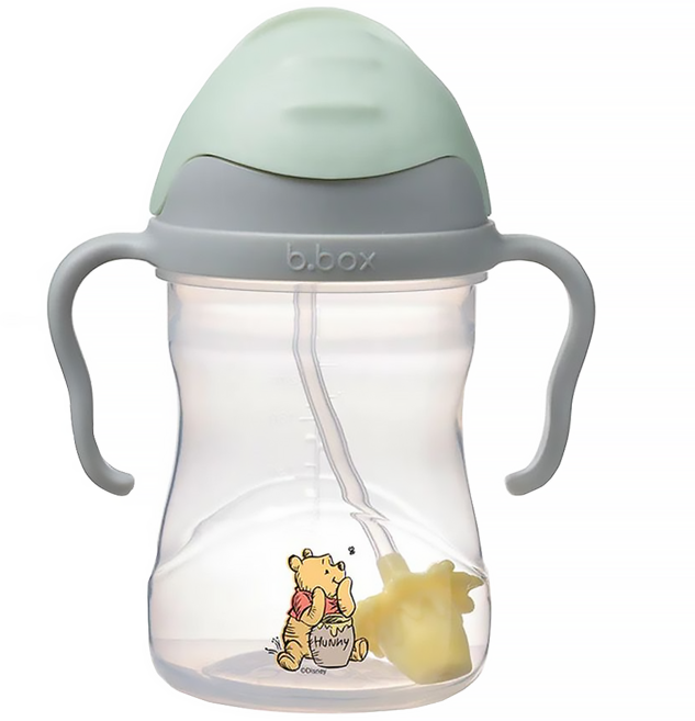 b.box 升級版防漏PP水杯 重力球吸管 BB02002XDWP, 迪士尼 小熊維尼, 240ml, 1個