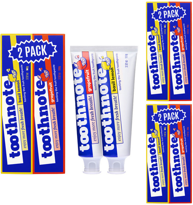 투스노트 수분 치약 바질 레몬 + 자몽 2종, 200g, 3개