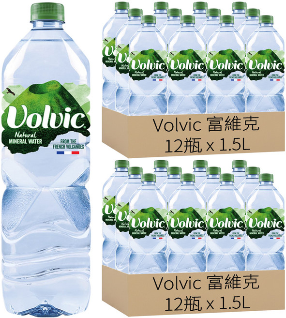 Volvic 富維克 台灣公司貨 天然礦泉水, 1.5L, 24瓶