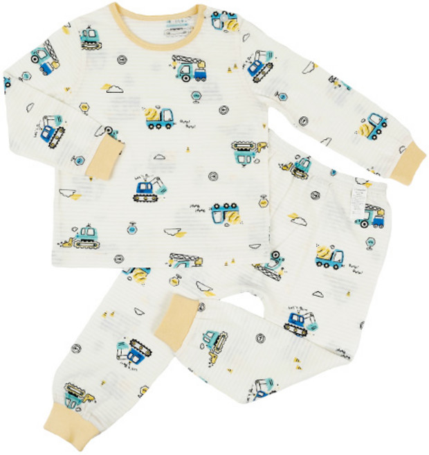 Maykids 童款Q版工程車印花9分袖衣褲套裝