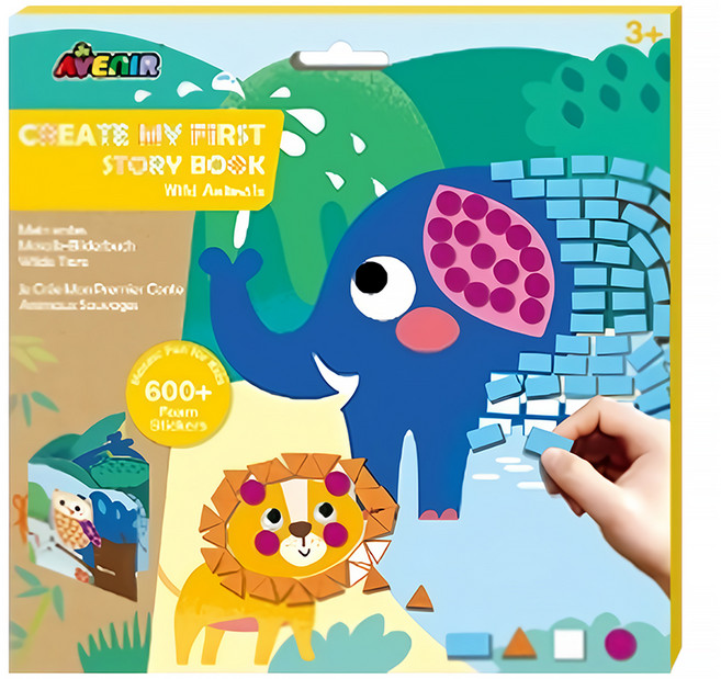 AVEnIR 我的第一本馬賽克貼紙故事書, 1本, 野生動物