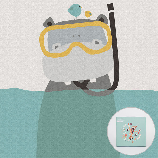 아트조이 DIY 명화그리기 20 x 20 cm, 스노쿨 하마, 1개