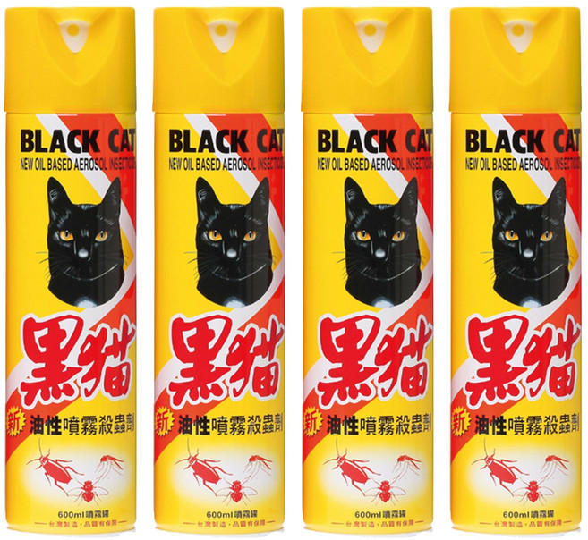 黑貓 油性噴霧殺蟲劑, 600ml, 4瓶