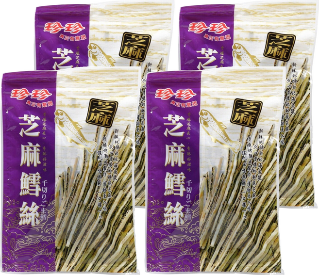珍珍 芝麻鱈魚絲 酥脆芝麻 新鮮乾燥魚漿, 120g, 4包