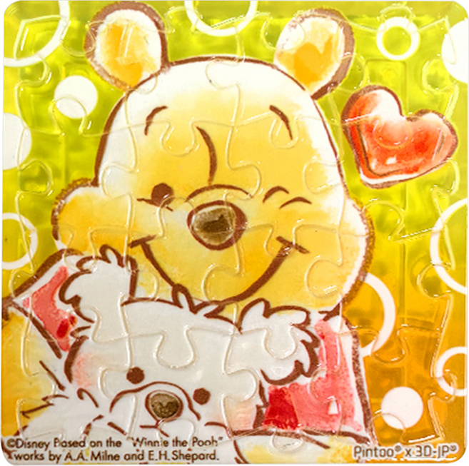 HUNDRED PICTURES 百耘圖 大臉系列 拼圖磁鐵 HPD0116052 直徑55mm 方 Winnie The Pooh 小熊維尼 愛的抱抱, 1個, 16片