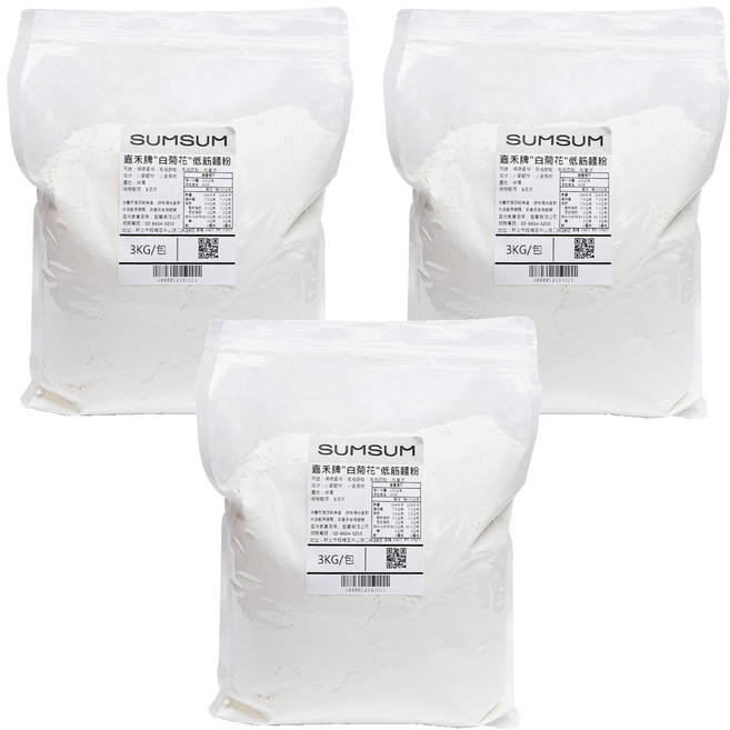 嘉禾牌 白菊花低筋麵粉, 3kg, 3包