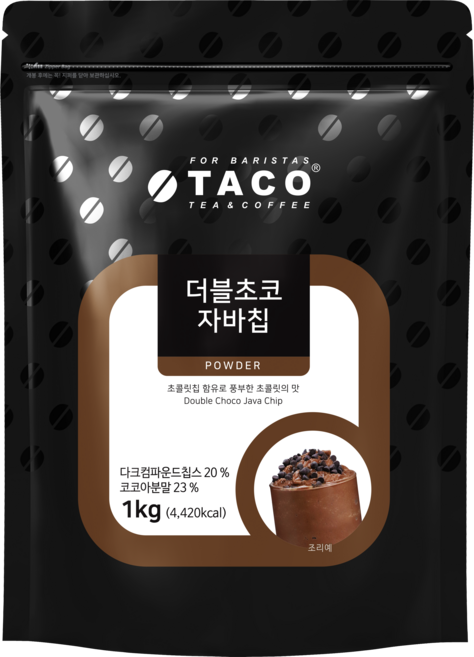 타코 더블초코 자바칩 프라페 믹스 파우더, 1kg, 1개입, 1개