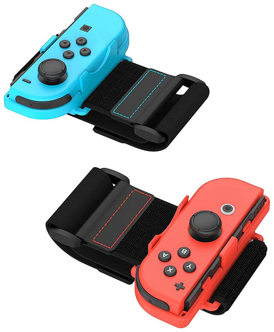 업마켓 닌텐도 스위치 조이콘 암밴드 네온레드블루, 1개