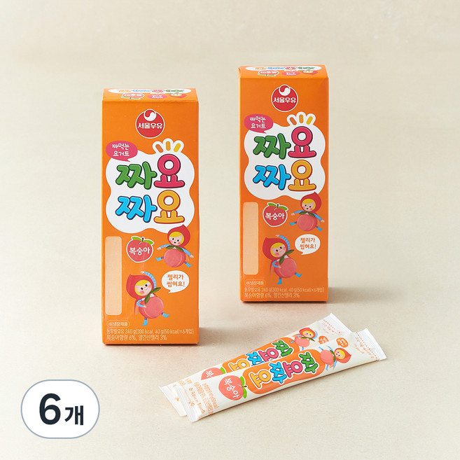 서울우유 짜먹는 요구르트 짜요짜요 복숭아, 40g, 6개입, 6개