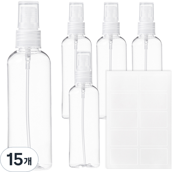 코멧 스프레이 용기 100ml, 투명, 15개