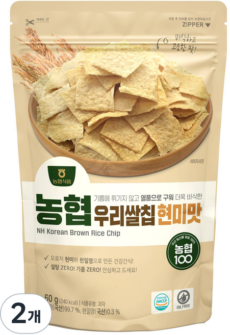 농협식품 우리쌀칩 현미맛, 60g, 2개