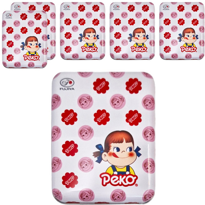 FUJIYA 不二家 Peko牛乳糖方罐 經典花 白色, 40g, 6盒