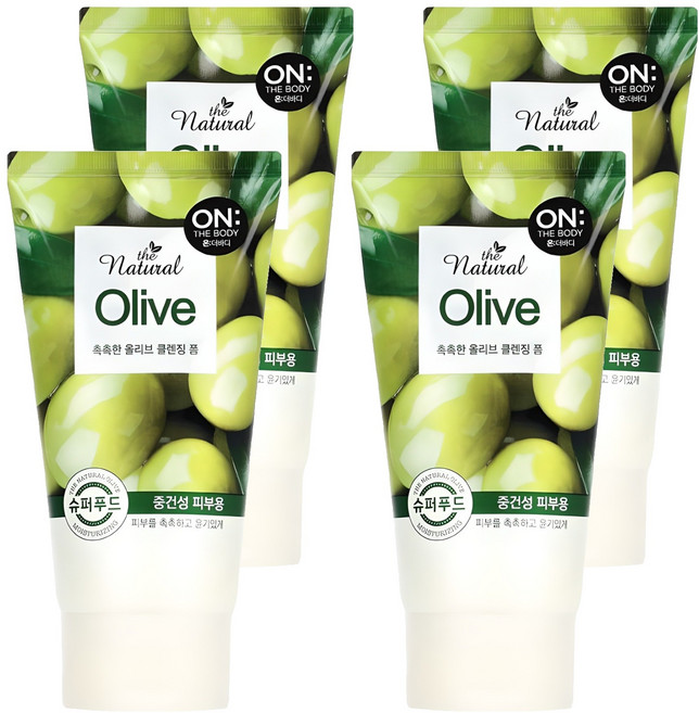 온더바디 더 내추럴 올리브 촉촉한 클렌징 폼, 120g, 4개
