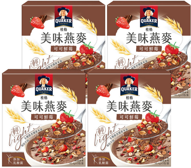 QUAKER 桂格 美味燕麥 可可鮮苺 5包, 232g, 4盒