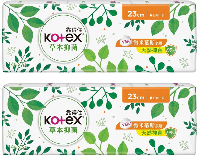 Kotex 靠得住 草本抑菌衛生棉, 日用超薄型 23cm, 42片, 2組