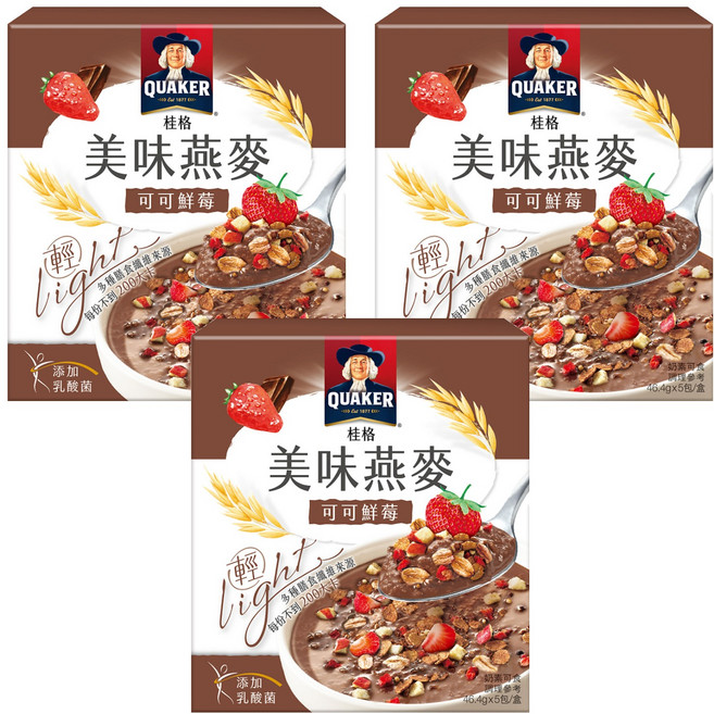 QUAKER 桂格 美味燕麥 可可鮮苺 5包, 232g, 3盒