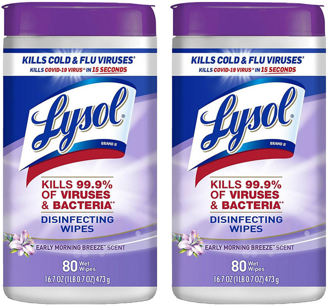 Lysol 來舒 抽取式抗菌濕紙巾 清晨微風, 1入, 2盒
