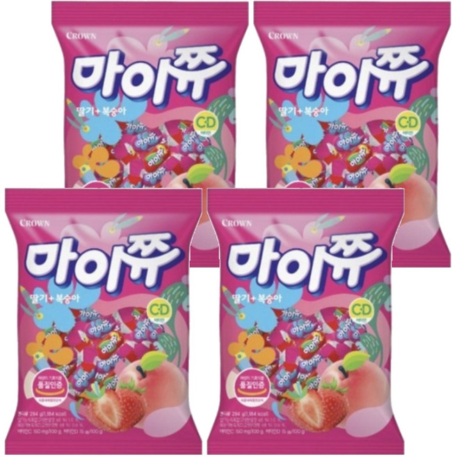 마이쮸 딸기 복숭아 츄잉캔디, 720g, 4개