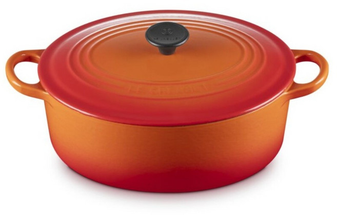 LE CREUSET 橢圓鐵鍋 4480g 3.2L, 火焰橘, 1個, 25cm