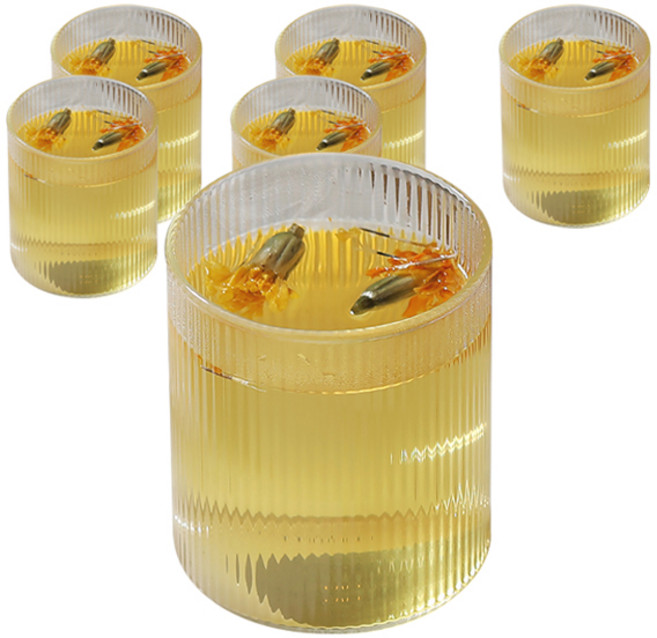 내열유리 리플 스트레이트 유리컵 300ml, 6개