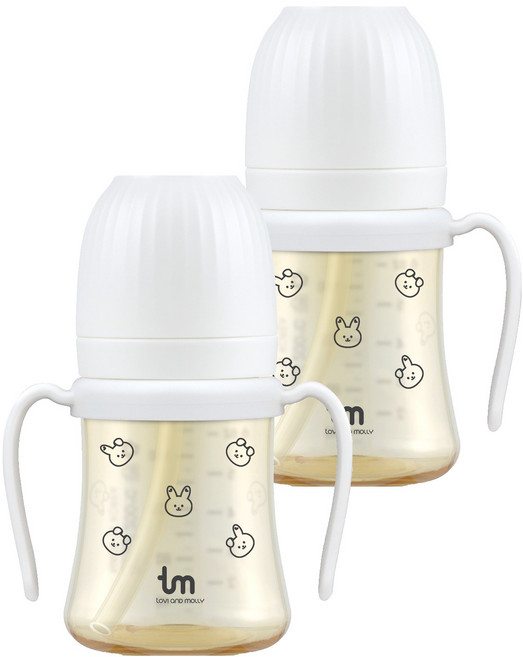 토비앤몰리 돗바니 PPSU 빨대컵, 180ml, 2개, 돗바니 화이트